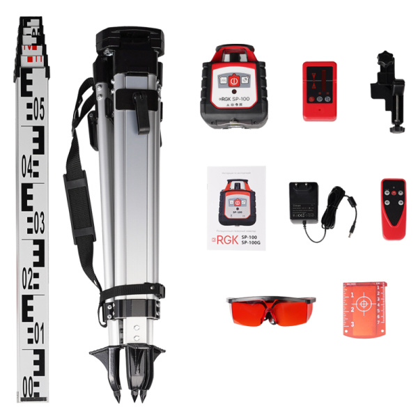 Комплект ротационного нивелира с раздвижным штативом RGK SP-100 COMBO купить по низкой цене | МАКСПРОФИТ